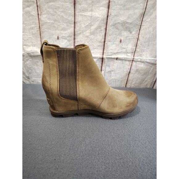 SOREL Joan of Arctic Wedge II Camel Tan Chelsea Leather Boots Women’s Size 8.5 - Picture 7 of 10